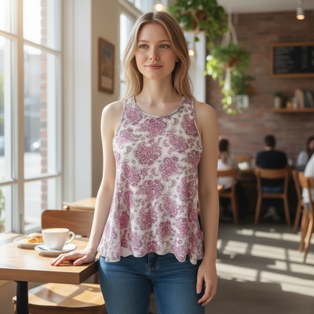 American Eagle Outfitters Pink Paisley Tank Top - Picture 2 of 7